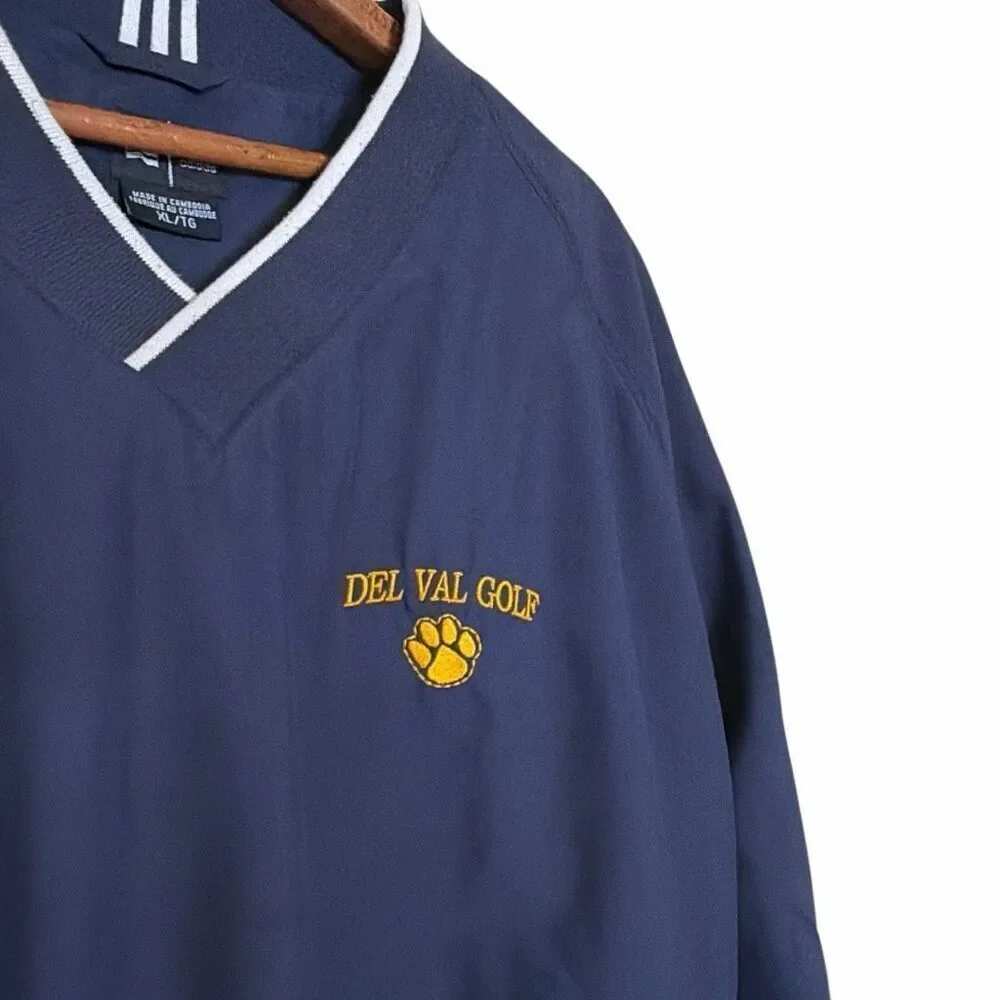 Adidas Del Val‎ Golf Climashell V-Neck Pullover Windbreaker Jacket Navy Blue XL